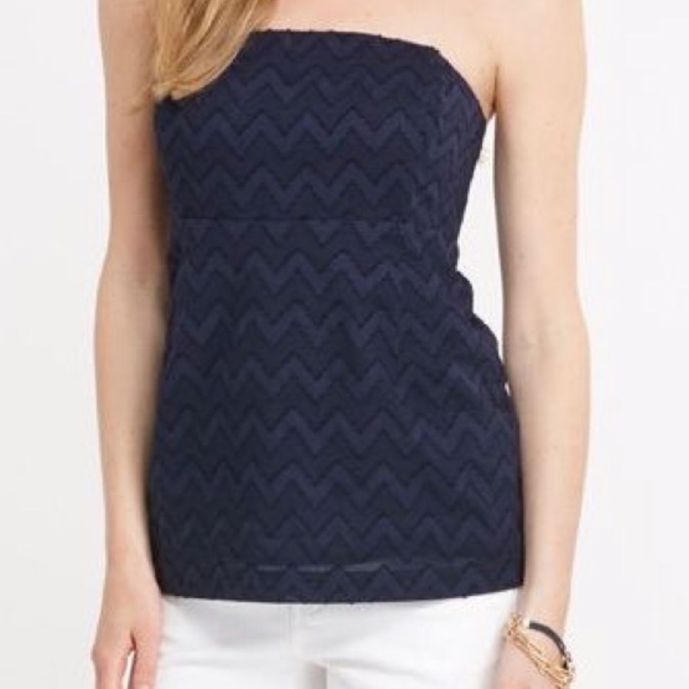 Vineyard vines chevron strapless top.